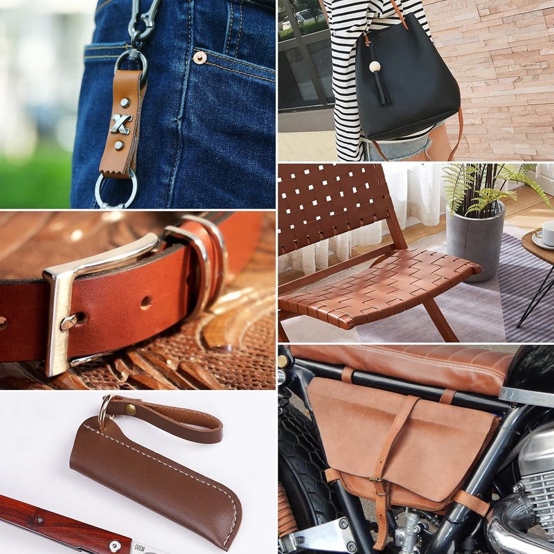 TeeLiy Leather Strap 1 Inches Wide Flat Leather Straps for Crafts, Full Grain Leather Strips for Crafts, Tooling, Belt, Garden Tools (1.6-1.8mm Thick 72 Inches Long Bark) - Image 3